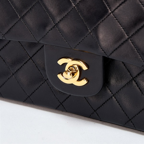 CHANEL マトラッセ 25 ダブルフラップダブルチェーン 1998年頃 ショルダーバッグ ブラック ゴールド ラムスキンの画像4