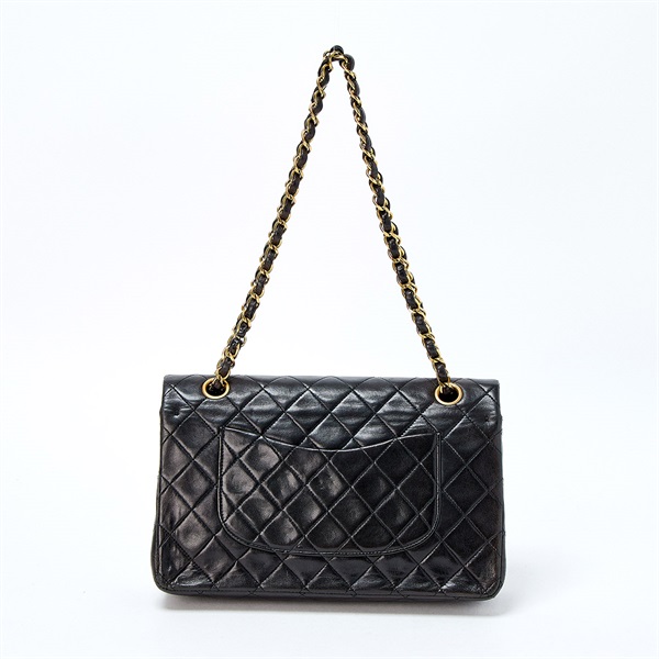 CHANEL マトラッセ 25 ダブルフラップダブルチェーン 1995年頃 ショルダーバッグ ブラック ゴールド ラムスキンの画像2