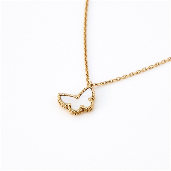 Van Cleef & Arpels スウィート アルハンブラ パピヨン ネックレス ゴールド ホワイト 750YG マザーオブパールの画像3