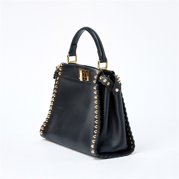 FENDI ピーカブー IseeU ミニ ハンドバッグ ブラック ゴールド カーフレザーの画像1
