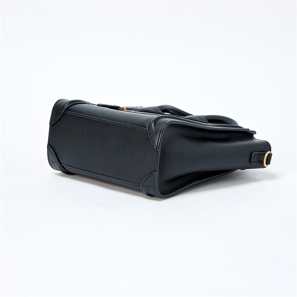 CELINE ラゲージ ナノ ハンドバッグ ブラック ゴールド レザーの画像5