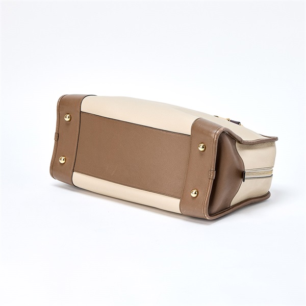 LOEWE アマソナ 36 ハンドバッグ ベージュ ブラウン ゴールド レザーの画像7