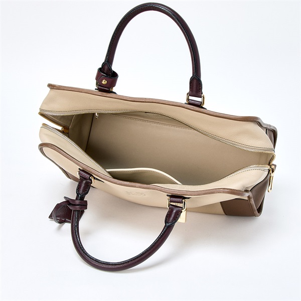 LOEWE アマソナ 36 ハンドバッグ ベージュ ブラウン ゴールド レザーの画像8