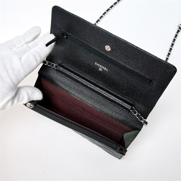 CHANEL マトラッセ マトラッセ チェーンウォレット 2015年 ショルダーバッグ ブラック シルバー キャビアスキンの画像7