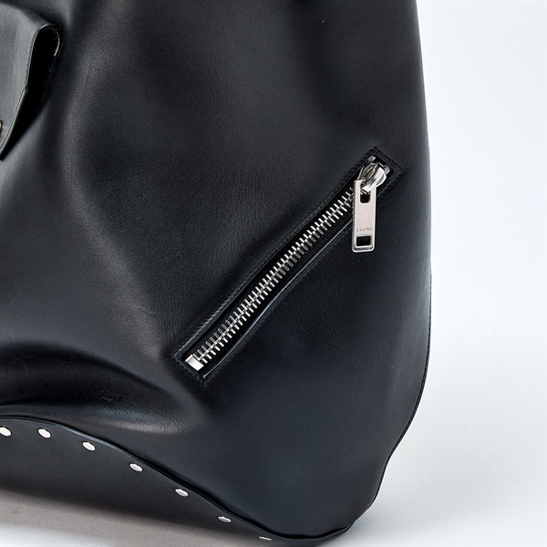 CELINE バケットバイカー トートバッグ ブラック シルバー レザーの画像4