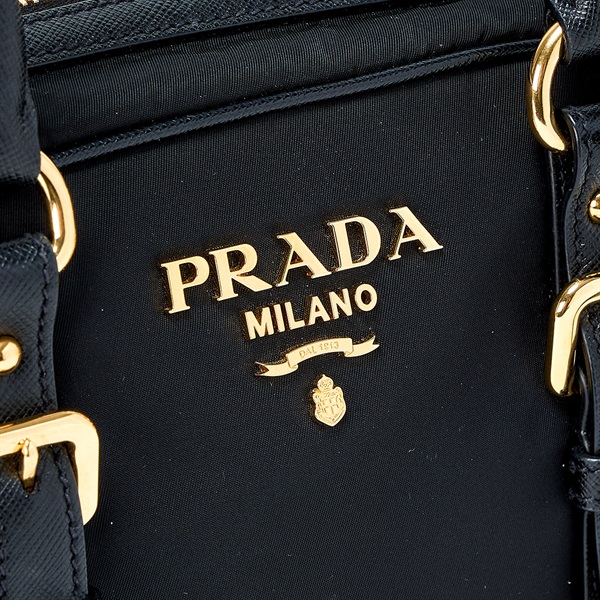 PRADA ロゴ ハンドバッグ ブラック ゴールド テスートの画像4