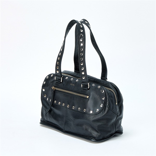 CELINE ハンドバッグ ブラック シルバー レザーの画像1