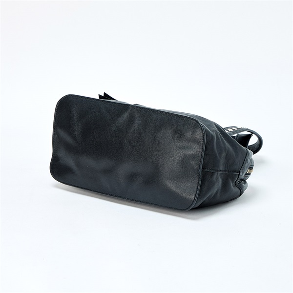 CELINE ハンドバッグ ブラック シルバー レザーの画像5