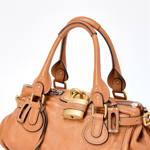 Chloe パディントン ミディアム ハンドバッグ ブラウン ゴールド レザーの画像3