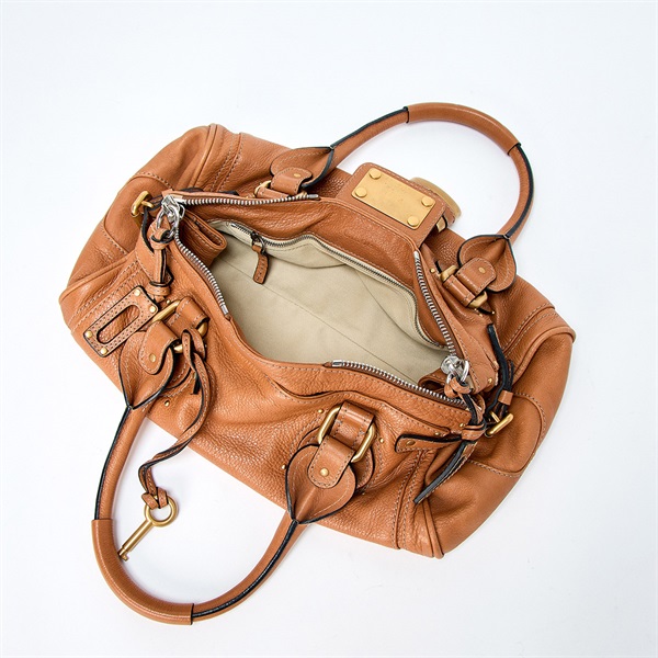 Chloe パディントン ミディアム ハンドバッグ ブラウン ゴールド レザーの画像7