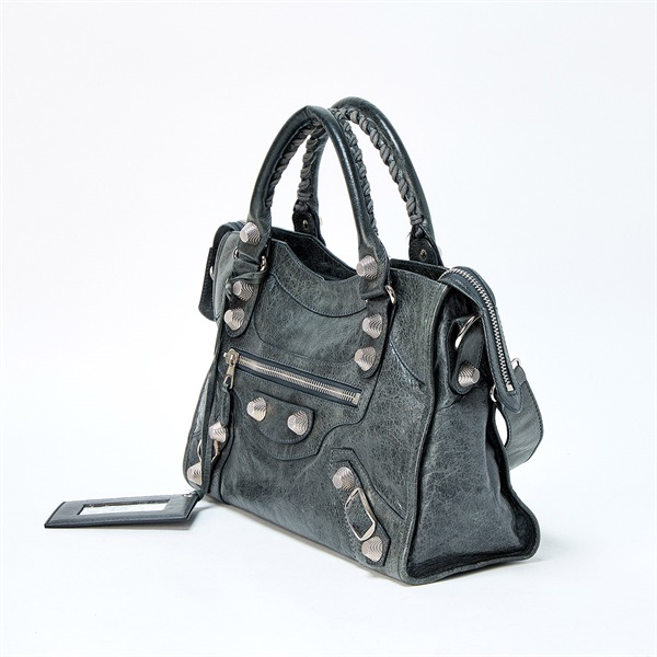 BALENCIAGA ジャイアント シティ 173084 1202 ハンドバッグ カーキグリーン シルバー レザーの画像1