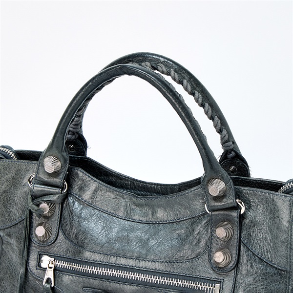 BALENCIAGA ジャイアント シティ 173084 1202 ハンドバッグ カーキグリーン シルバー レザーの画像3
