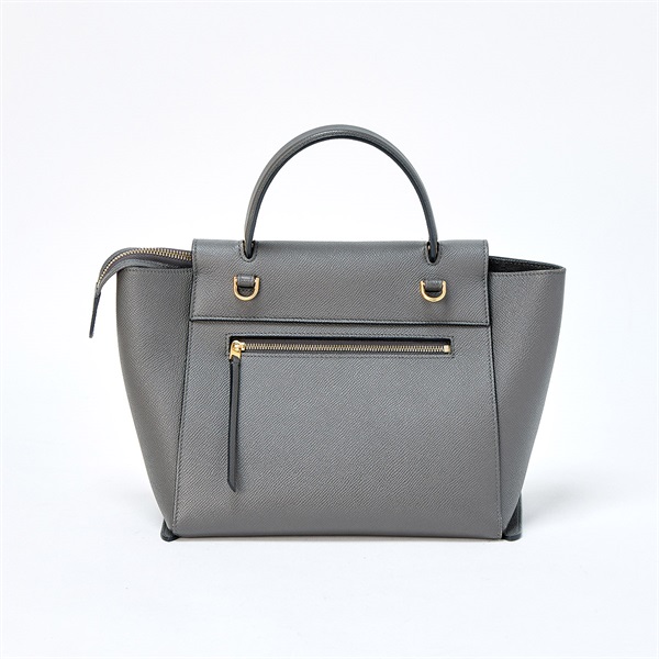 CELINE ベルトバッグ マイクロ ハンドバッグ グレー ゴールド グレインドカーフの画像2