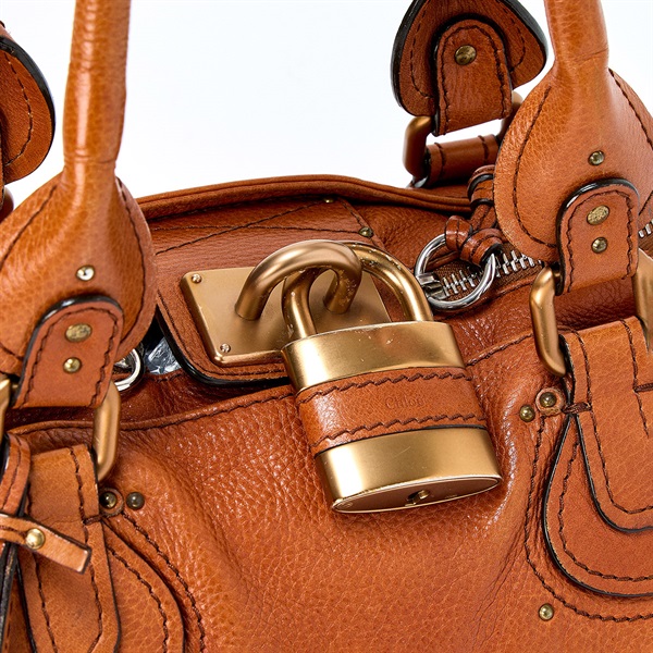 Chloe パディントン ミディアム ハンドバッグ ブラウン ゴールド レザーの画像5