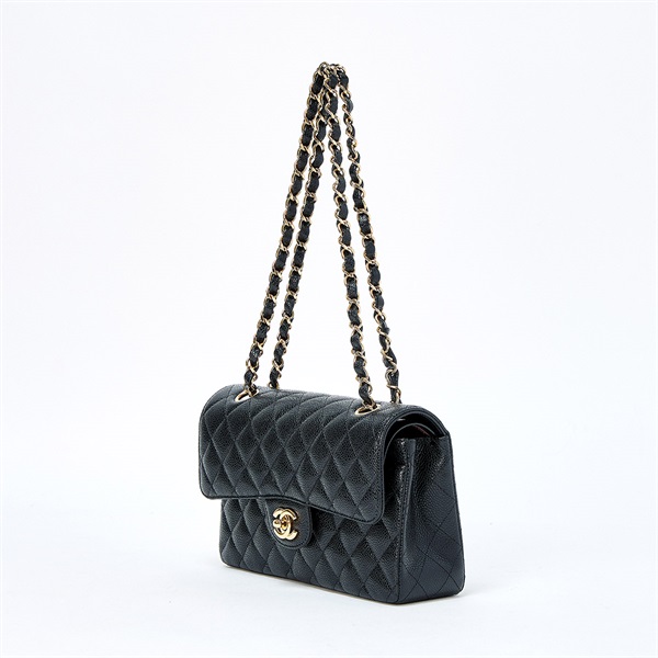 CHANEL マトラッセ ダブルフラップダブルチェーン 23 2021年 ショルダーバッグ ブラック ゴールド キャビアスキンの画像1