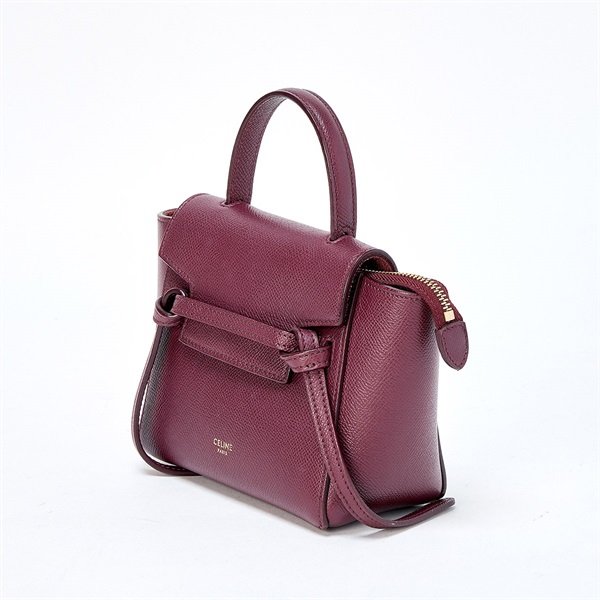 CELINE ベルトバッグピコ ショルダーバッグ レッド ゴールド レザーの画像1
