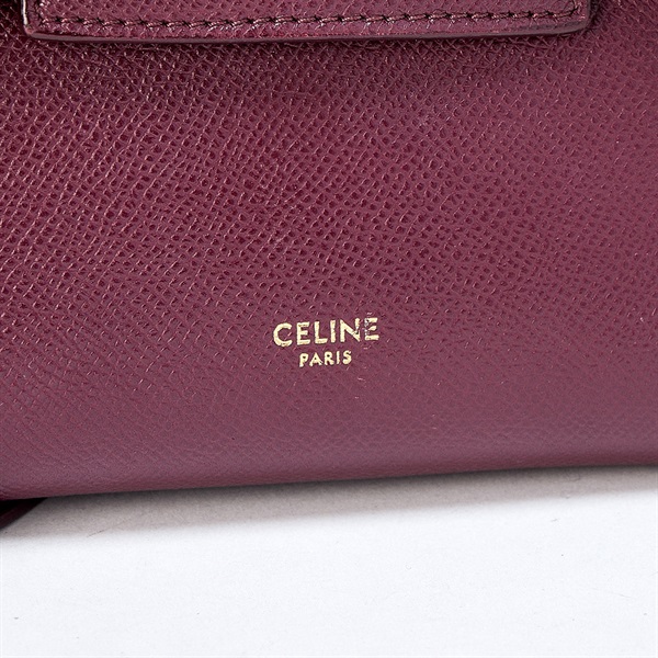 CELINE ベルトバッグピコ ショルダーバッグ レッド ゴールド レザーの画像4