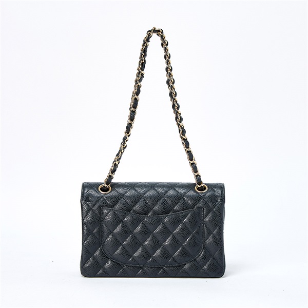CHANEL マトラッセ ダブルフラップダブルチェーン 23 2019年 ショルダーバッグ ブラック ゴールド キャビアスキンの画像2