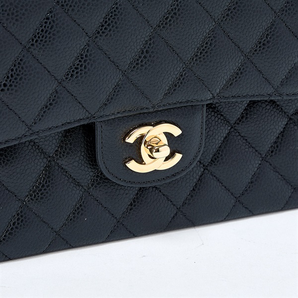 CHANEL マトラッセ ダブルフラップダブルチェーン 23 2019年 ショルダーバッグ ブラック ゴールド キャビアスキンの画像4