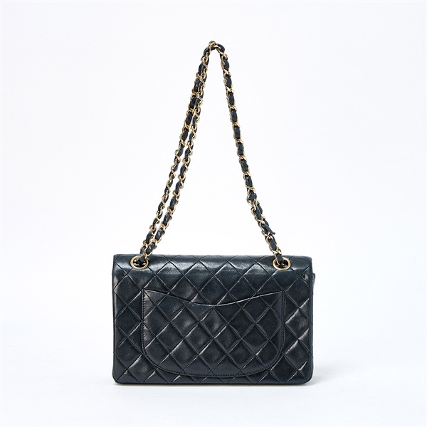 CHANEL マトラッセ ダブルフラップダブルチェーン 23 ショルダーバッグ ブラック ゴールド ラムスキンの画像2