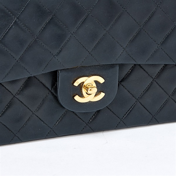 CHANEL マトラッセ ダブルフラップダブルチェーン 23 1992年 ショルダーバッグ ブラック ゴールド ラムスキンの画像4