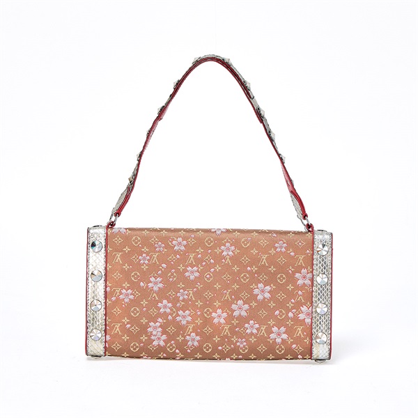 LOUIS VUITTON モノグラム チェリーブロッサム アマレーヌ ショルダーバッグ M92587  ブラウン シルバー シルバー サテンの画像1