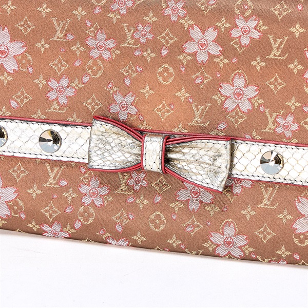 LOUIS VUITTON モノグラム チェリーブロッサム アマレーヌ ショルダーバッグ M92587  ブラウン シルバー シルバー サテンの画像5