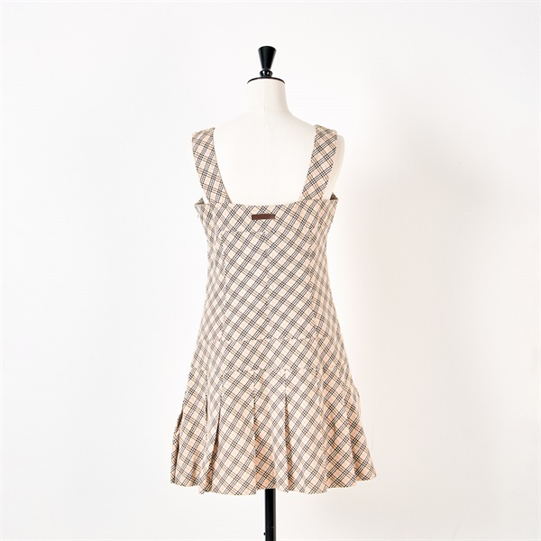 BURBERRY BLUE LABEL ジャンパードレス ワンピース 38 ベージュ ピンク コットンの画像2