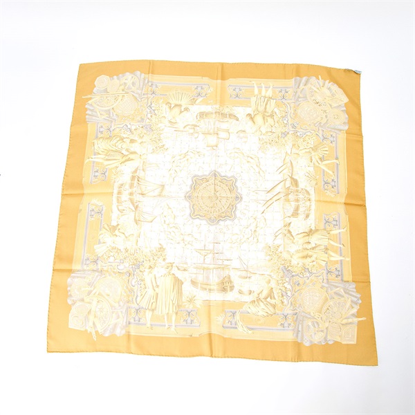 HERMES カレ 90 Azulejos / アズレージョ スカーフ イエロー シルクの画像1