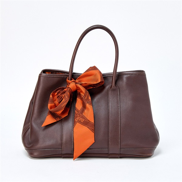 HERMES ガーデンパーティ ツイリーTPM 2005年 □I ハンドバッグ ハバナ シルバー ヴォースイフトの画像1