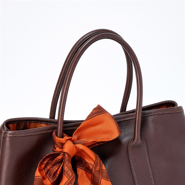 HERMES ガーデンパーティ ツイリーTPM 2005年 □I ハンドバッグ ハバナ シルバー ヴォースイフトの画像4