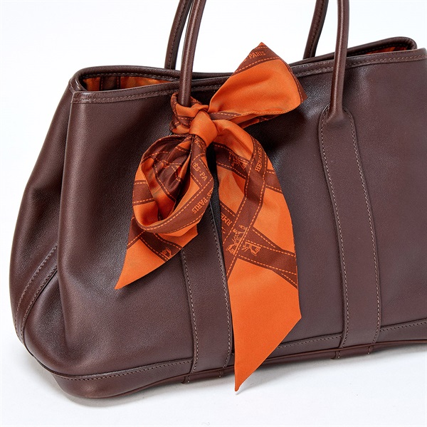 HERMES ガーデンパーティ ツイリーTPM 2005年 □I ハンドバッグ ハバナ シルバー ヴォースイフトの画像5
