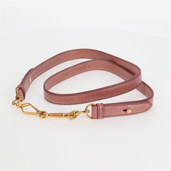 MIU MIU サイドリボン  ハンドバッグ ピンク ゴールド レザーの画像8