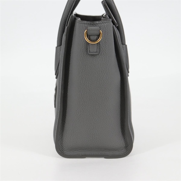 CELINE ラゲージ ナノショッパー ハンドバッグ グレー マットゴールド レザーの画像2