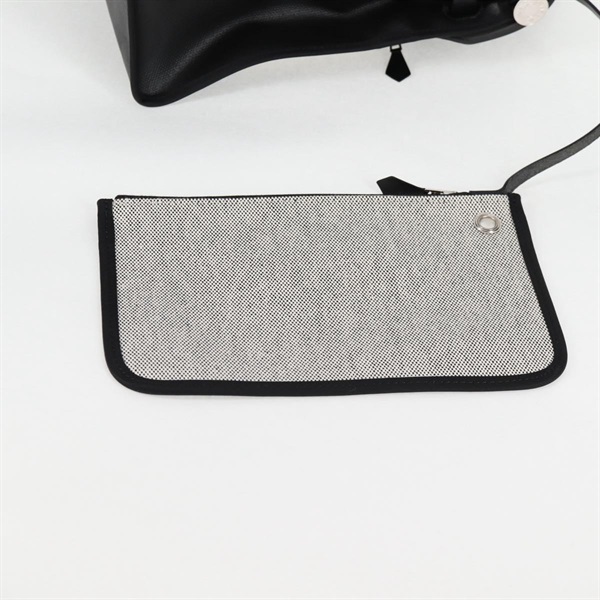 HERMES エールバッグ ジップPM ハンドバッグ ブラック ホワイト シルバー トワルアッシュベルリンの画像10