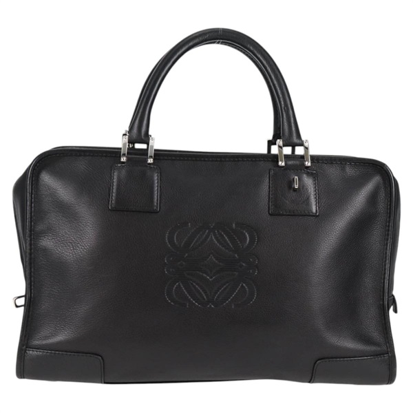 LOEWE アマソナ アナグラム 36 ハンドバッグ ブラック シルバー レザーの画像1