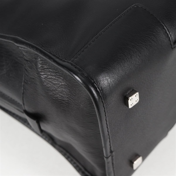 LOEWE アマソナ アナグラム 36 ハンドバッグ ブラック シルバー レザーの画像2