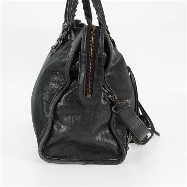 BALENCIAGA シティ ハンドバッグ 115748 ブラック マットゴールド レザーの画像4