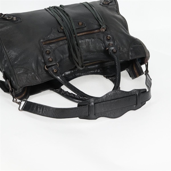 BALENCIAGA シティ ハンドバッグ 115748 ブラック マットゴールド レザーの画像5