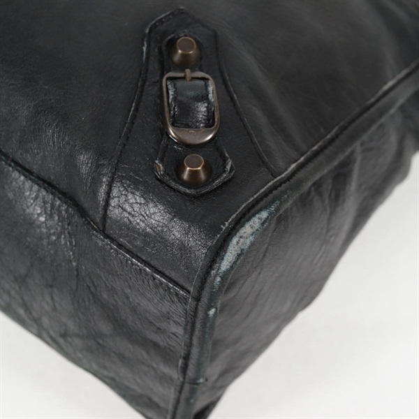 BALENCIAGA シティ ハンドバッグ 115748 ブラック マットゴールド レザーの画像6