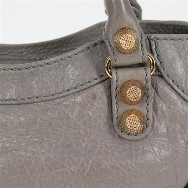 BALENCIAGA シティ ミニ ハンドバッグ グレー ゴールド ラムスキンの画像3