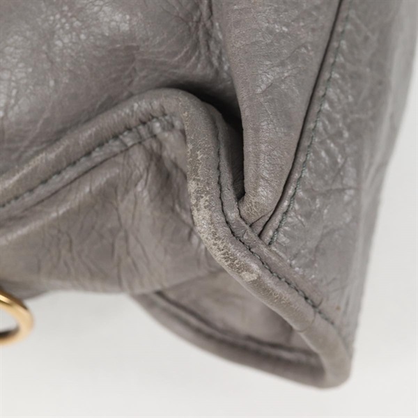 BALENCIAGA シティ ミニ ハンドバッグ グレー ゴールド ラムスキンの画像14