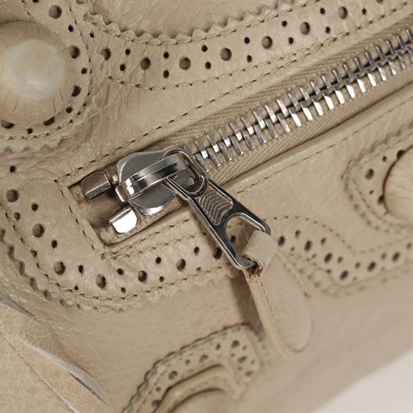 BALENCIAGA ジャイアント シティ カバード ハンドバッグ ベージュ シルバー レザーの画像16