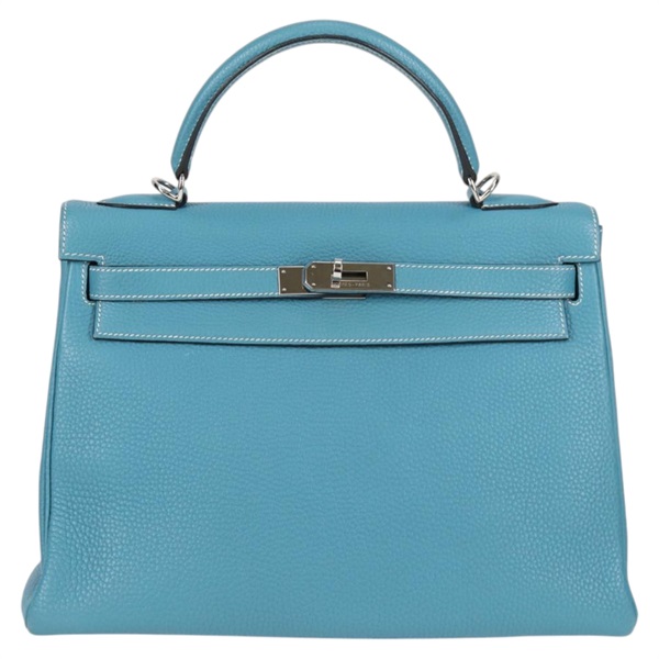 HERMES ケリー 32 2005年 □I ハンドバッグ ブルージーン シルバー トリヨンクレマンスの画像1