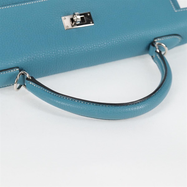 HERMES ケリー 32 2005年 □I ハンドバッグ ブルージーン シルバー トリヨンクレマンスの画像6