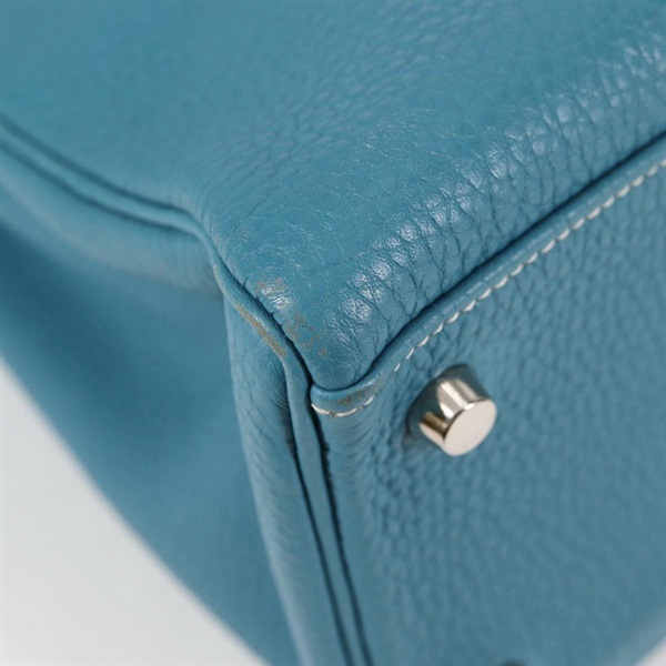 HERMES ケリー 32 2005年 □I ハンドバッグ ブルージーン シルバー トリヨンクレマンスの画像10