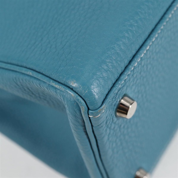 HERMES ケリー 32 2005年 □I ハンドバッグ ブルージーン シルバー トリヨンクレマンスの画像12