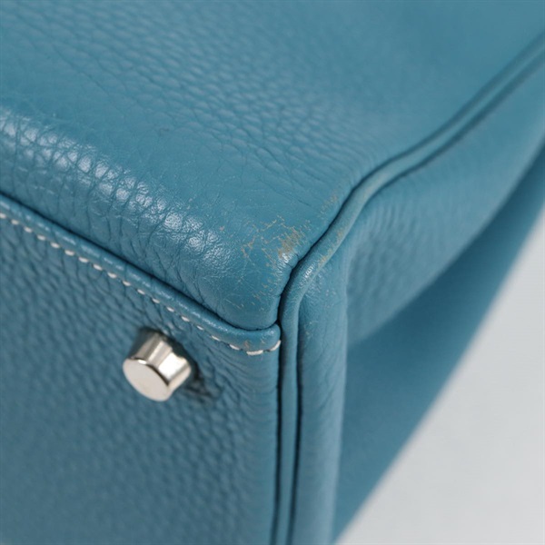 HERMES ケリー 32 2005年 □I ハンドバッグ ブルージーン シルバー トリヨンクレマンスの画像13