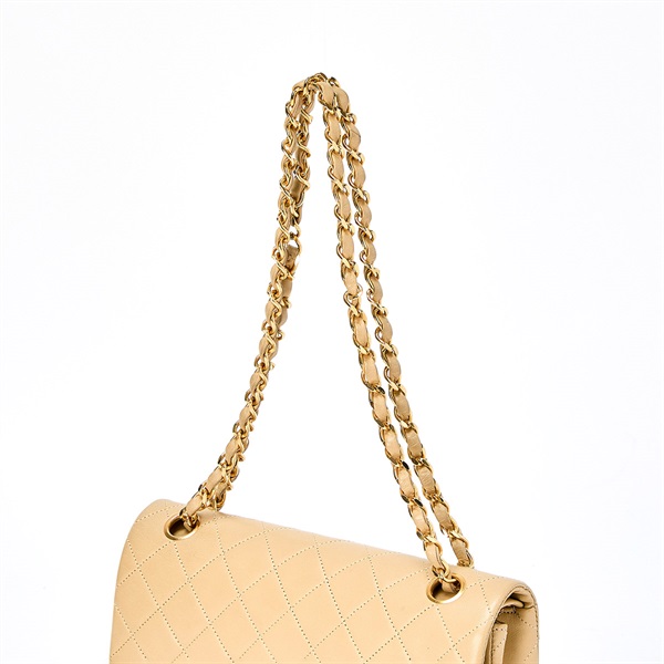 CHANEL マトラッセ ダブルフラップダブルチェーン 23 1985年 ショルダーバッグ ベージュ ゴールド ラムスキンの画像3