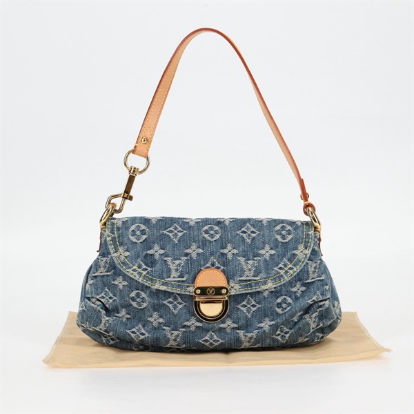 LOUIS VUITTON プリーティ ミニ ショルダーバッグ ブルー ゴールド デニムの画像9